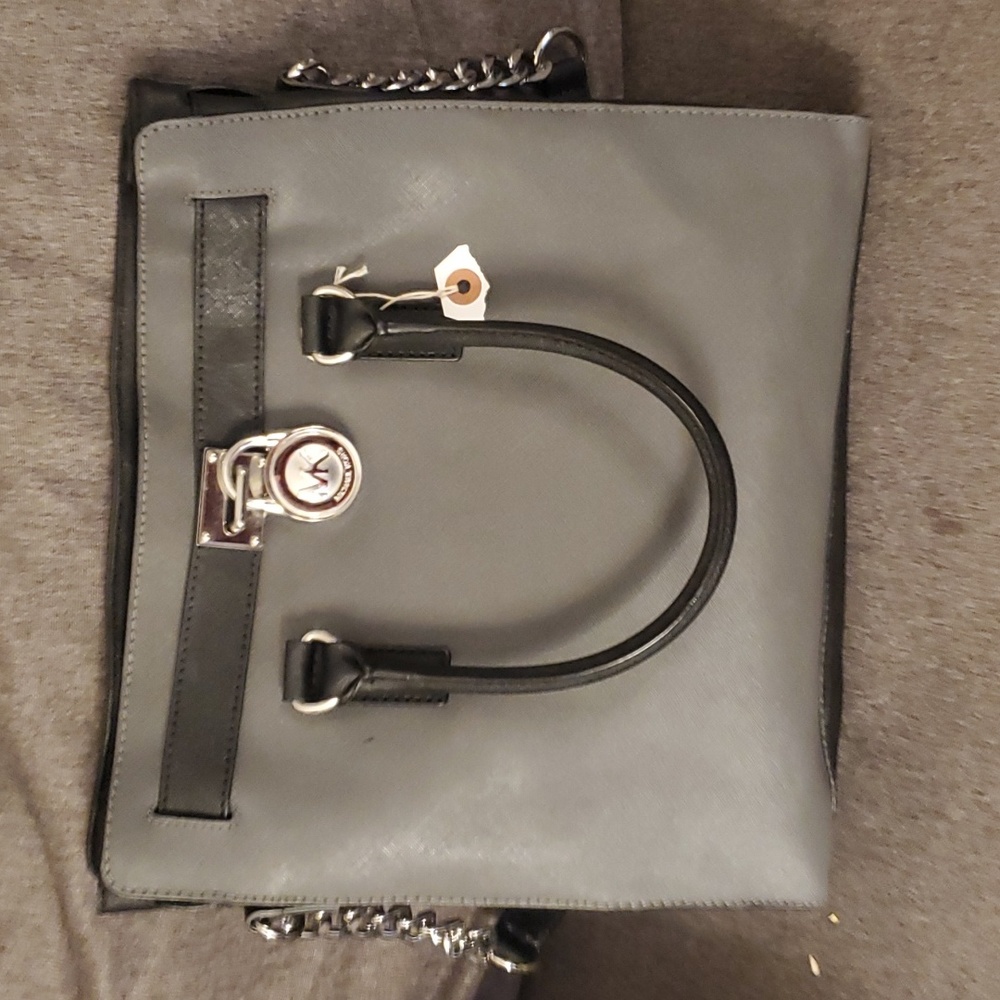 Grey and black Michael Kors tote